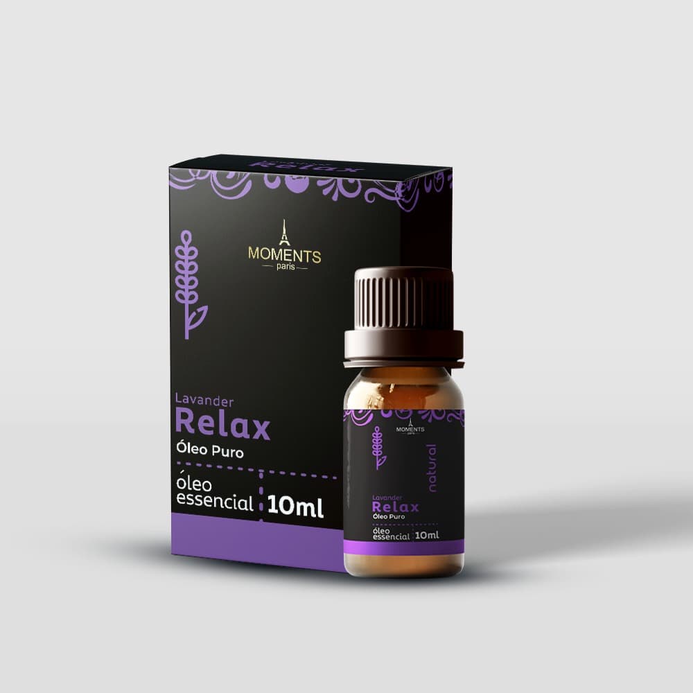 Óleo Essencial Relax 15ml frasco aromático unissex fundo branco